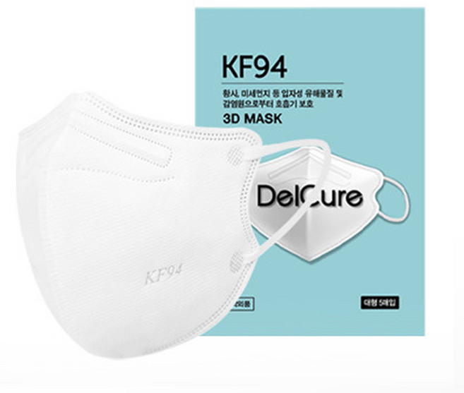 델큐어 황사 방역마스크 성인용 대형 KF94 화이트, 5개입, 20개