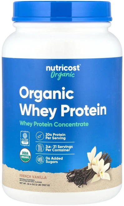 뉴트리코스트 유기농 유청 단백질 프렌치 바닐라 907g(2lb), 907 g - 쿠팡