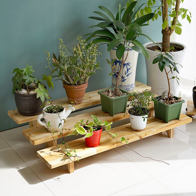 나무다움 원목 화분받침대 1200mm 화분정리대 화분진열대 인테리어 화분선반 화분받침, 내추럴, 1개