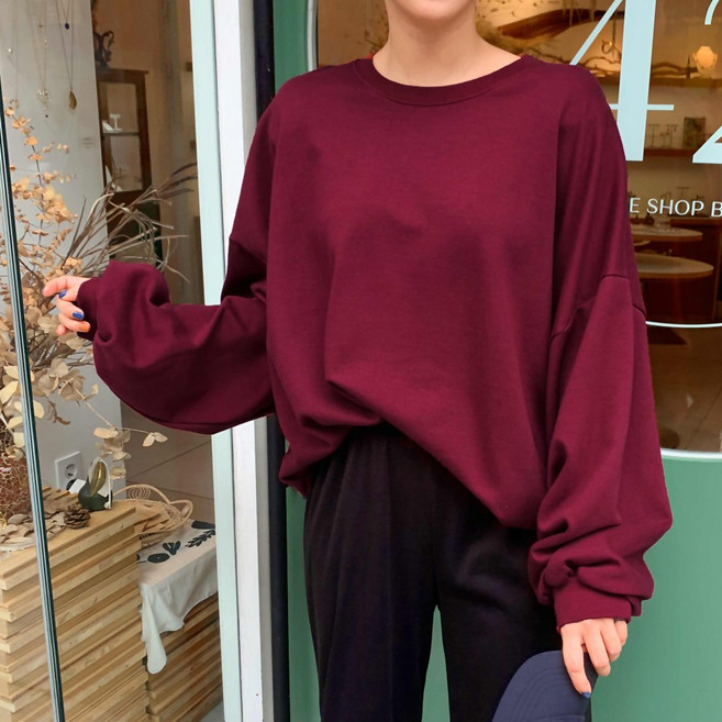 퍼니걸스 박시 무지 맨투맨 티셔츠_7651