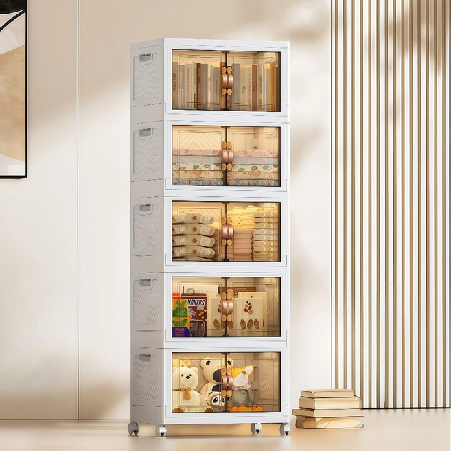 YEAAYE 대용량 리빙박스 가정용 다용도 이동식 폴딩 수납 정리함 JG202, 화이트