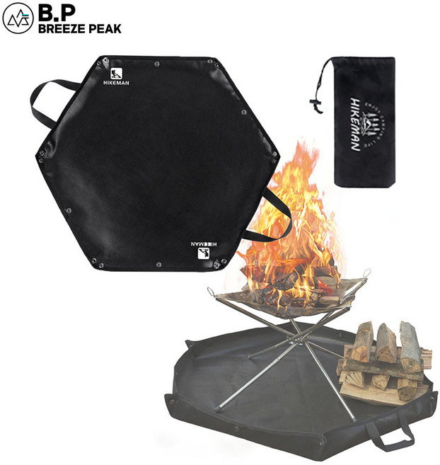 방염매트 화로대 화목난로 방염포 캠핑 장작 육각, 육각 방염매트 S, 1개, 블랙