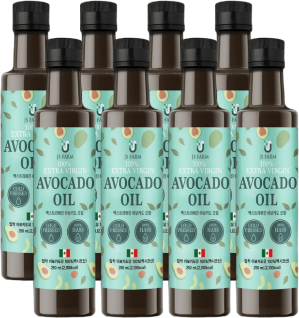 제이에스팜 멕시코 냉압착 아보카도오일 엑스트라버진, 8개, 250ml