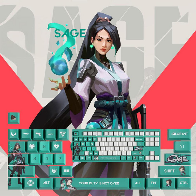 SimHm 발로란트 키캡 스킬 세트 기계식 키보드 PBT 포인트 커스텀게이밍 굿즈 valorant keycaps Esc, 29 KEYS, 세이지sage