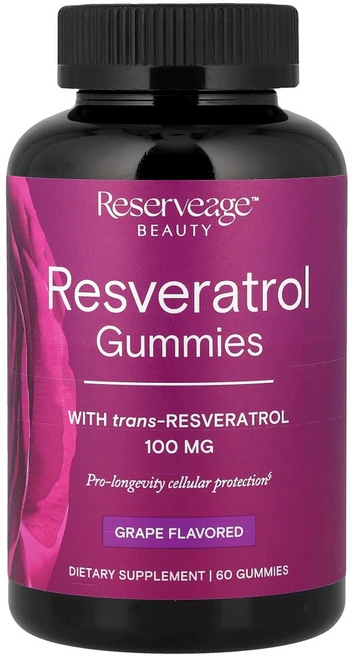 레스베라트롤 포도맛 100mg 구미젤리 60개(구미젤리 1개당 50mg) 리저브에이지 뉴트리션, 상품, 60정, 1개 - 쿠팡
