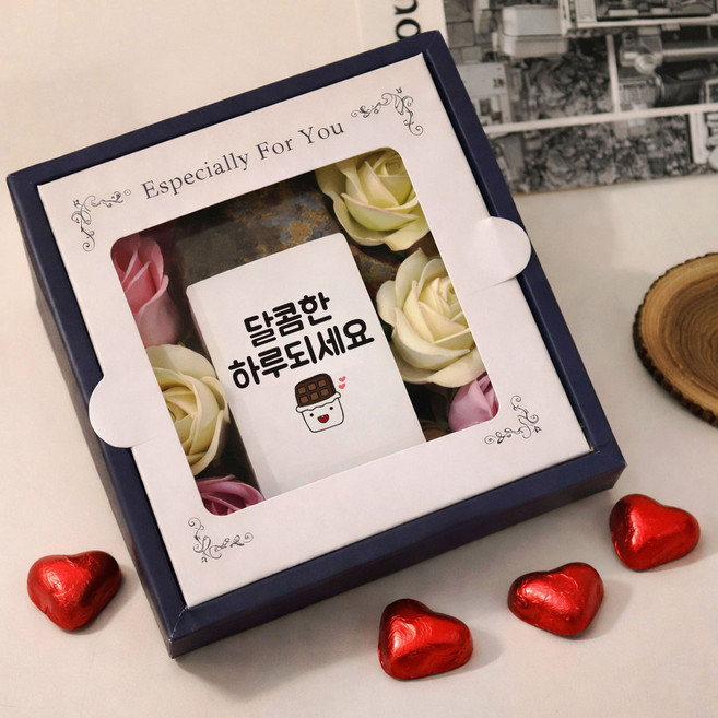 발렌타인 화이트데이 선물 어린이집선생님 유치원 졸업 플라워박스 커피세트, 1세트, 발렌타인데이 플라워박스