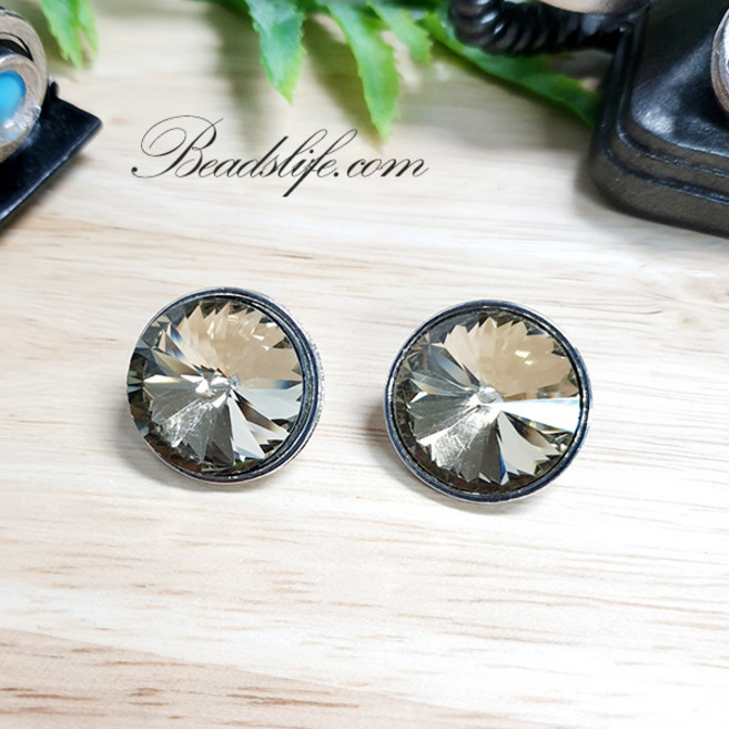 비즈라이프 21mm원형 보석단추2개, 1봉, 백금도금 커피