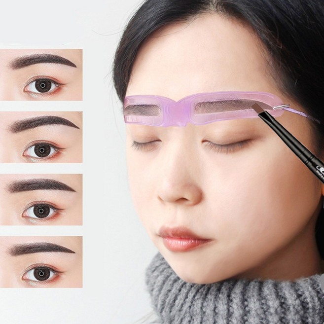 1/2/3p 밴드형 눈썹 그리기 4종 모양 눈썹틀 그리는법 다듬는법 아이 브로우 가이드, 핑크 3개, 1개