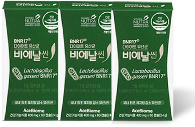 [비에날씬] BNR17 다이어트 유산균 비에날씬 프로, 3박스, 60정