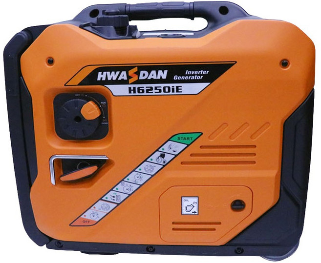 화스단 인버터 발전기 5kw 버튼/리코일시동 겸용 저소음 4행정 223CC 캠핑 행사용 휴대용 H6250IE, 1개