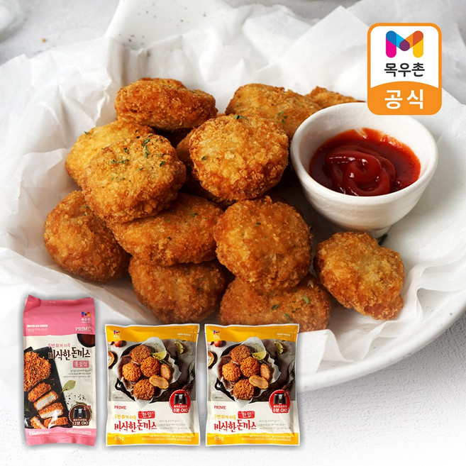 [목우촌]에어프라이어 프라임 통등심 돈까스500g + 한입 돈까스500g x2팩, 2개, 500g