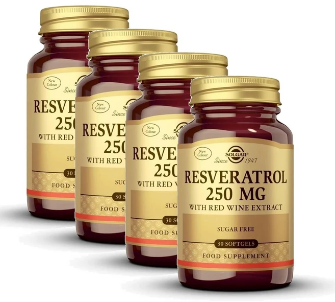 솔가 레스베라트롤 250mg 레드와인 추출물 소프트젤 Solgar Resveratrol, 4개, 30정 - 쿠팡
