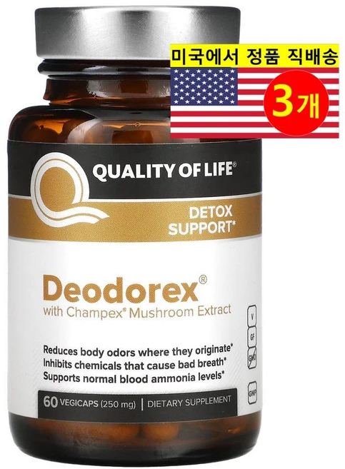 퀄리티오브라이프랩스 디오도렉스 샹펙스 버섯 추출물 함유 250mg 60 야채캡슐, 3개, 60정 - 쿠팡