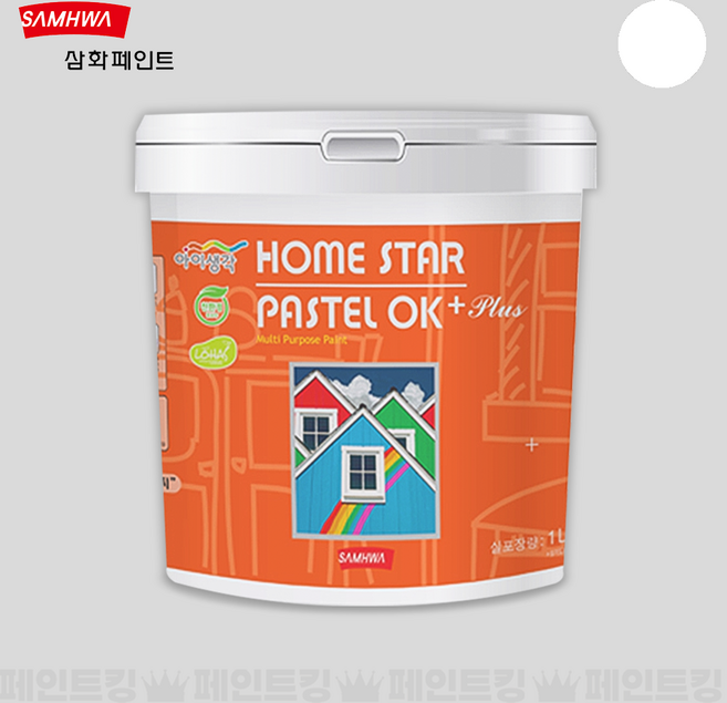 삼화페인트 홈스타파스텔 반광 1L 다용도 친환경 수성 셀프인테리어, 백색, 1개