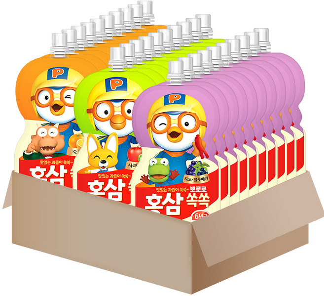 100mlx30개 혼합맛 뽀로로 홍삼 / 사과매실/ 포도/ 오렌지/ 배도라지 뽀로로, 1세트, 100ml, 08){사과매실10+포도베리10+오렌지10}
