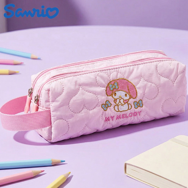 2단으로 되어있는 산리오 마이멜로디 손잡이 필통 파우치, 1개