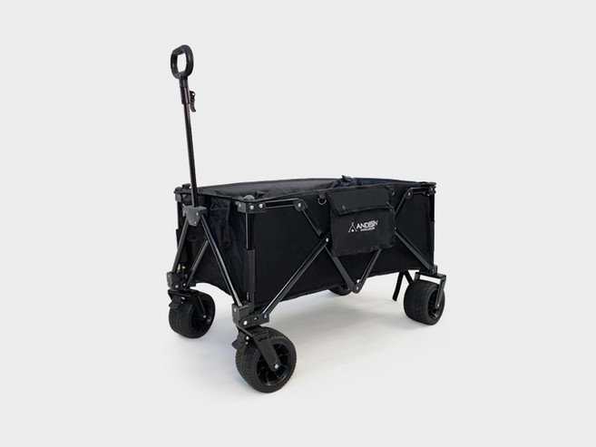 TOP1 안델센 V2 더플러스 캠핑웨건 (3컬러 광폭타이어 분리세척 3단핸들길이조절 저소음 바퀴 컴팩트한 디자인), 1개, 블랙