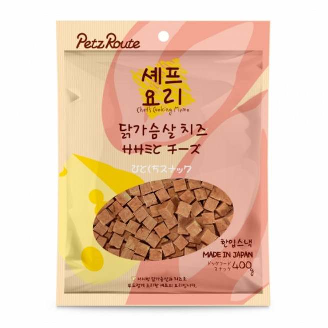 펫츠루트 강아지 셰프요리 간식, 혼합맛(닭가슴살/치즈), 400g, 1개