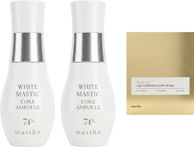 매스티나 시즌4 화이트매스틱 코어 기미앰플 30m 2병 + 마스크팩 4매, 1, 30ml