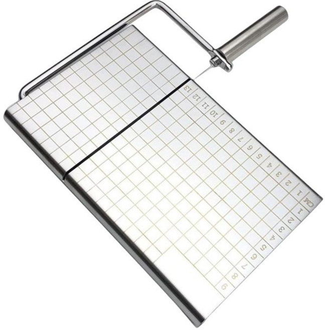 GHSHOP 와이어가 있는 버터 커터 주방 가제트 정밀 졸업 슬라이서 보드 블록 버터 절단용 커터, 은, 스테인레스 스틸, 1개