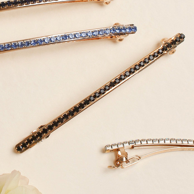 초콜리트쥬얼리 샤인 9컬러 큐빅 심플 헤어핀 8cm 10cm 데일리 기본핀 자동 헤어핀