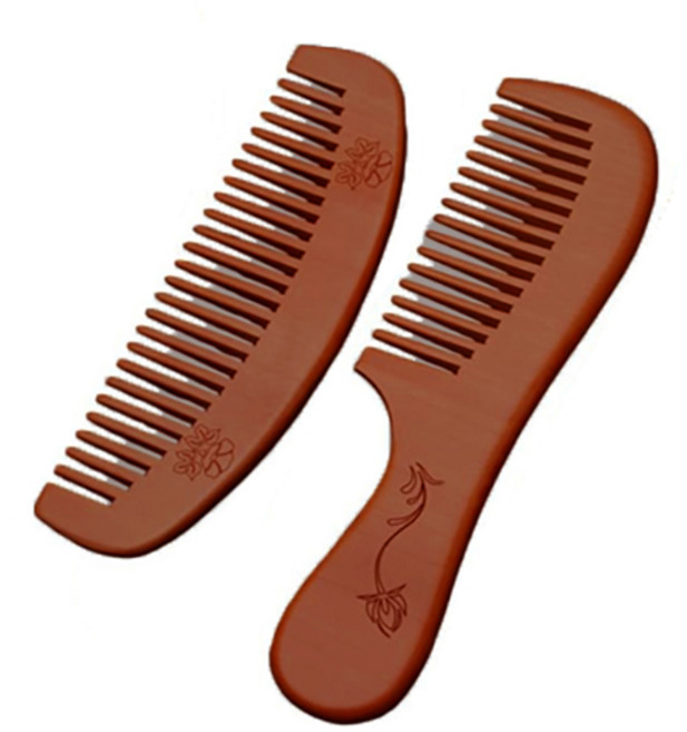 핸드메이드 내츄럴 원목 백단 복숭아나무 두피맛사지 정전기 방지 빗 2P, 촘촘반달+촘촘도끼, 1개