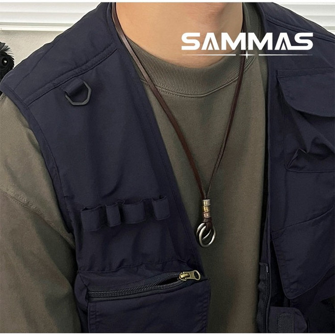 SAMMAS 日式Vintage圓環皮革項鍊 復古皮繩長鍊