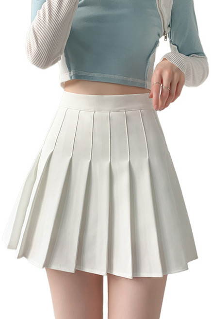 핑크셀럽 여성 하이웨스트 A라인 지퍼 플리츠 스커트 테니스 골프 치마