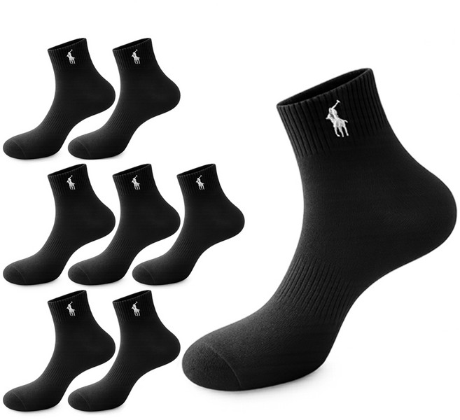 마상격구 남성 국산 스포츠 단목 양말, 8개, 블랙