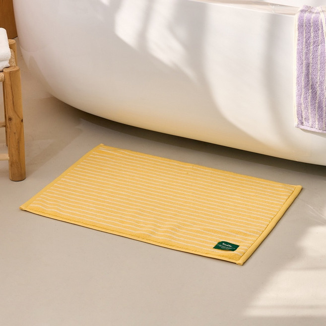 모던하우스 STF 컬러 스트라이프 타월 발매트, 옐로우