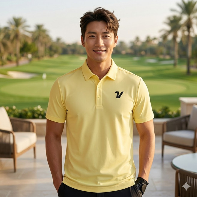 볼빅 남성 여름 골프웨어 항균 자외선차단 V로고 카라 골프 반팔티셔츠