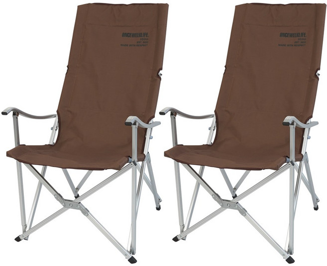 원스위크라이프 롱 릴렉스 캠핑의자 특대, 브라운, 2개