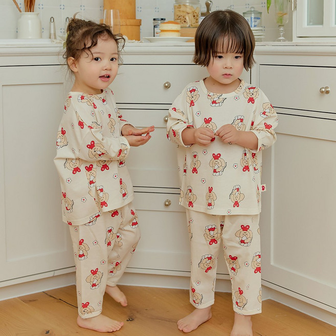 코튼 모달 베리퍼피 9부 긴팔 아기 유아 내복 실내복