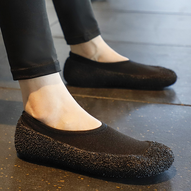 Makone 커플 실내 운동화 체육관 남녀 로프 건너 뛰기 양말 요가 댄스 통기성 경량 신발, 230, 블랙