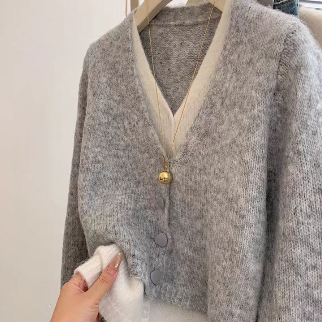 줄리엣마마 여성 겨울 감성 더블 니트 가디건 여행룩 마마046