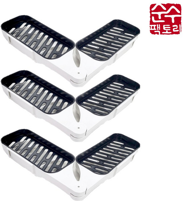 순수팩토리 접히는 코너 선반 욕실 수납 무타공 튼튼한 선반, 3세트