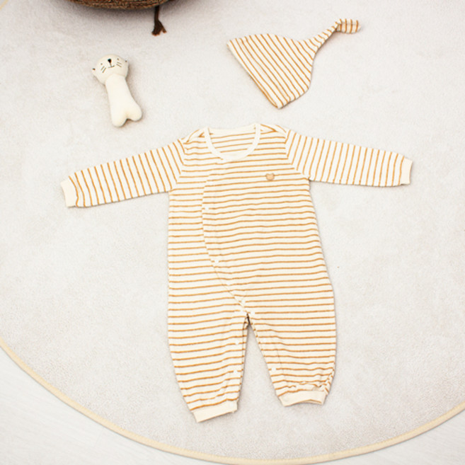 베이비스토리 오가닉 실내 아기 우주복+모자 세트