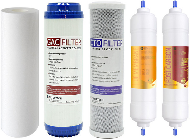 프리미엄 하우징형 언더싱크정수기필터 5단 리필필터 DIY1호 전체세트, 상세페이지 참조, 1개