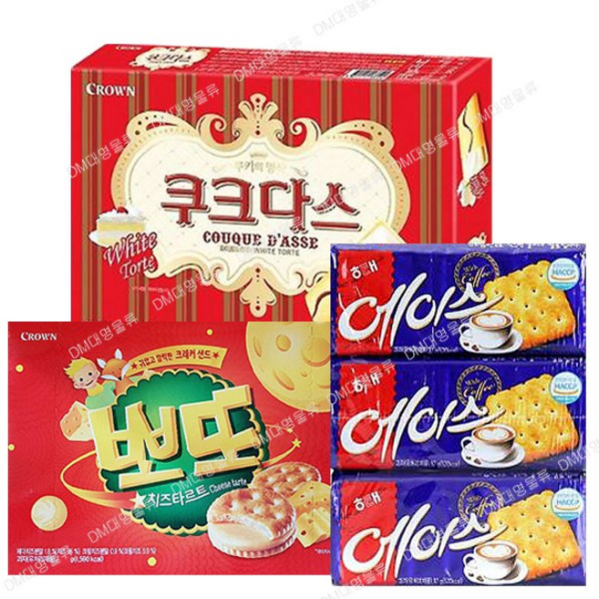 해태 에이스291g +쿠크다스화이트 128g +뽀또 161g 각1개씩(총3개), 1세트