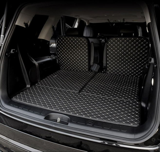 레이 차박 퀼팅 가죽 트렁크매트, 블랙_레이 6:4폴딩, 트렁크 바닥매트(일체형), 기아