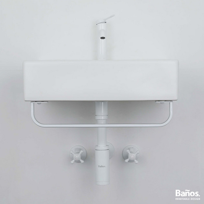 바노스 매지컬 화이트 세면 수전 패키지 벽걸이 세면대 화장실 리모델링, 벨라 화이트(BF211W), 제타(BW-K105)