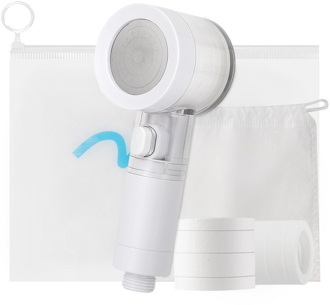 여행용 샤워필터 샤워기필터 여행용 샤워기 필터 퓨어썸 샤워기 필터 여행용 샤워기 여행용 샤워기 필터 세트 여행용 미니 샤워기 본품 프로 퓨어필터 2p 파우치 세트, 화이트, 3개