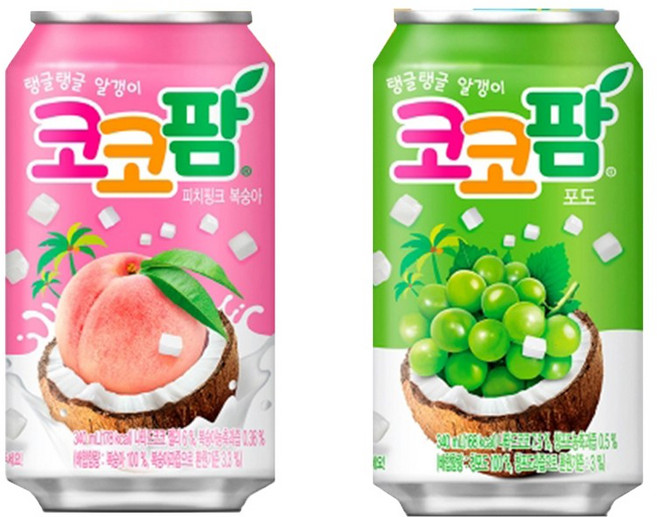 해태 코코팜 340ml 피치핑크x24캔+포도x24캔, 상세페이지 참조, 48개