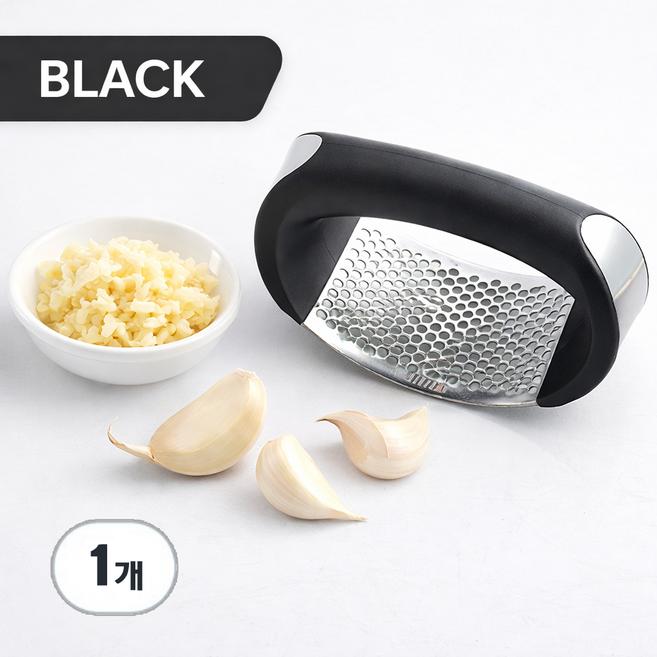코코프랜 스텐 마늘다지기 2세대 고급형 디자인 4가지 칼라, 1개, 블랙