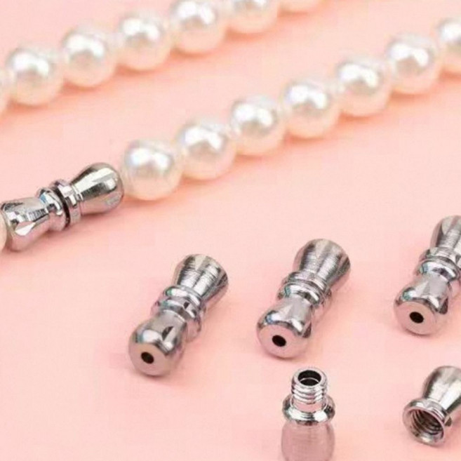 목걸이 (팔찌) 마감 장식 - 악세사리 부자재, 1개, 나사형 실버 (3쌍)