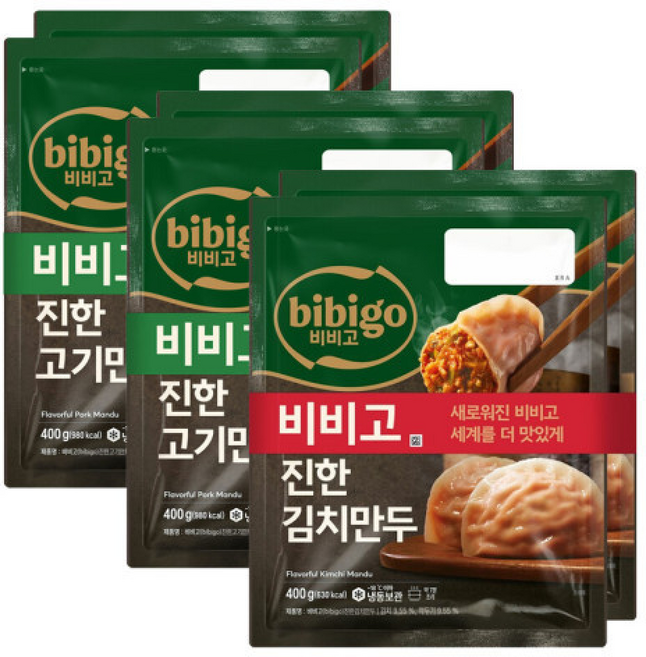 CJ 비비고 만두 진한고기 x+진한김치, 4개, 400g