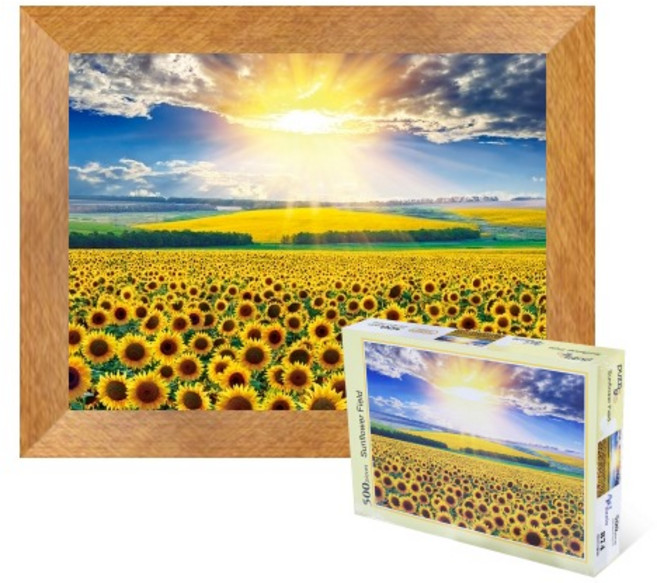 퍼즐피플 해바라기 들판5 500피스 풍경 직소퍼즐, 액자포함(우드골드), 1개