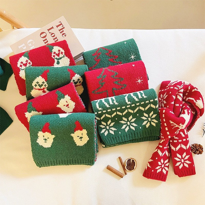 여누키즈 키즈 크리스마스 목도리 120*20cm 아동 니트 어린이 주니어 겨울 머플러