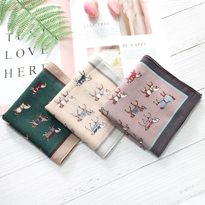 여성손수건 가제 면 쁘띠 목손수건 플라워 꽃무늬 3장 1세트