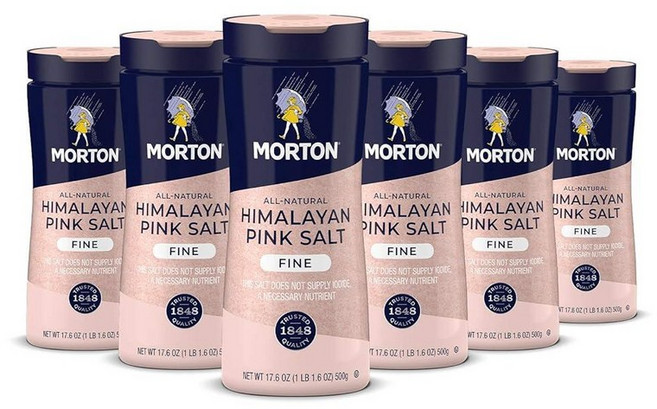 MortON 온 천연 히말라야 핑크 소금 파인 499g(17.6온스) (6팩), 17.6 Ounce (Pack of 6), 500g